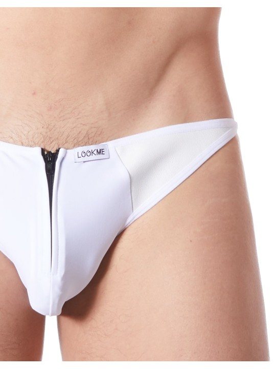 Grossiste Look Me dropshipping : slip brief blanc fermeture éclair