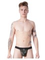 Grossiste lingerie homme Look Me : string noir camouflage armée