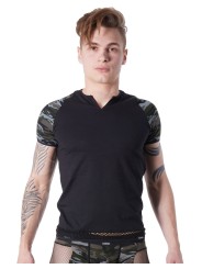 Grossiste lingerie homme Look Me : T-shirt noir camouflage armée