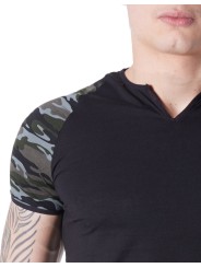 Grossiste lingerie homme Look Me : T-shirt noir camouflage armée