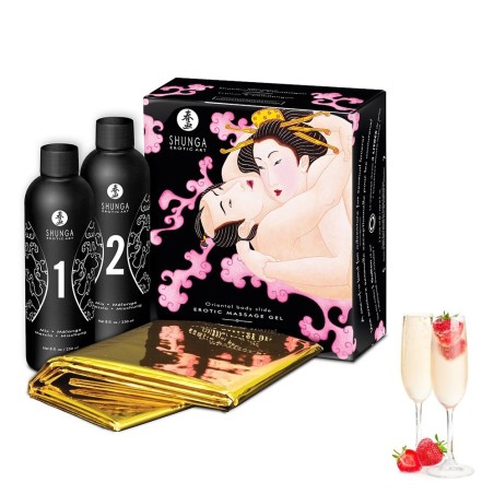 Grossiste Shunga : massage oriental vin pétillant fraise