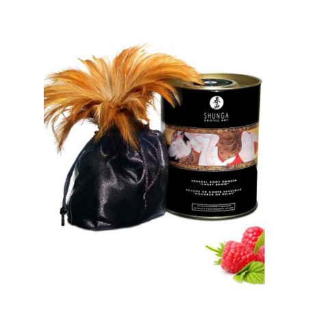 Fournisseur Shunga : poudre comestible de massage framboise