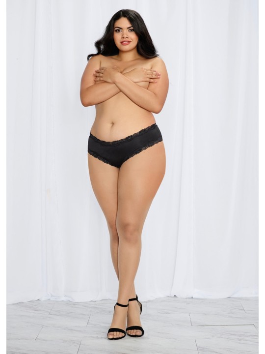 Grossiste Dreamgirl : Tanga grande taille noir ajouré