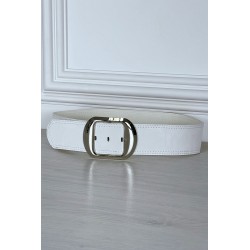 Ceinture blanche chic à boucle argentée