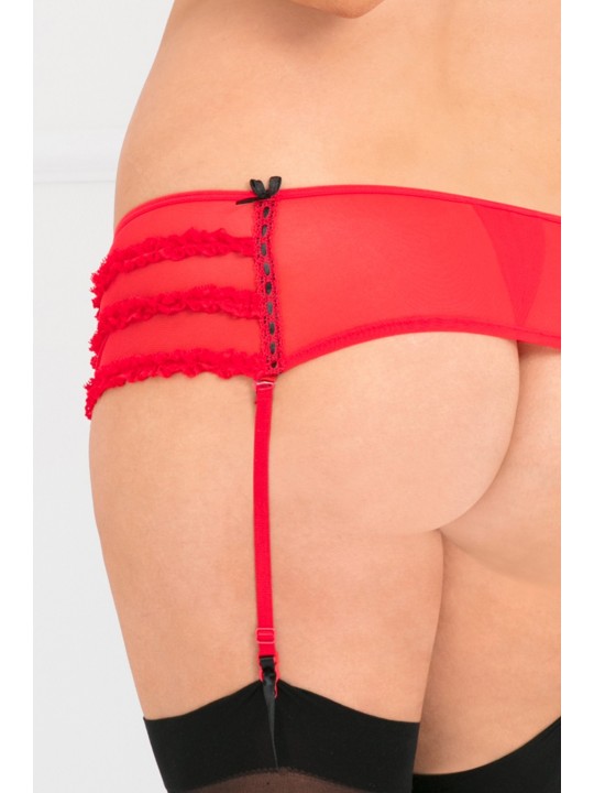 Grossiste lingerie dropshipping : porte-jarretelles string grande taille rouge