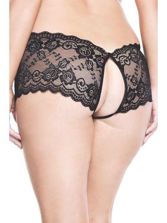 Grossiste Music Legs : shorty noir grande taille ouvert sur les fesses