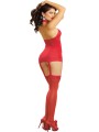 Grossiste bodystocking rouge effet guêpière sexy