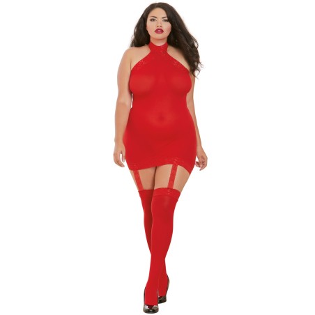 Grossiste bodystocking rouge grande taille effet guêpière sexy