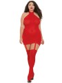 Grossiste bodystocking rouge grande taille effet guêpière sexy