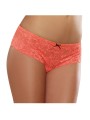 Fournisseur lingerie shorty orange corail ouvert en dentelle