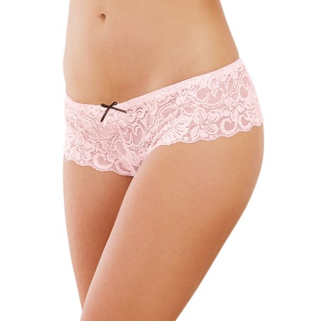 Fournisseur lingerie shorty vieux rose ouvert en dentelle