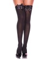 Fournisseur Music Legs Bas fin voile opaque noir noeuds noirs