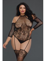 Grossiste Dreamgirl bodystocking grande taille effet body jarretelles