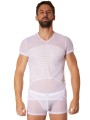 Grossiste lingerie homme : t-shirt blanc maille et motifs