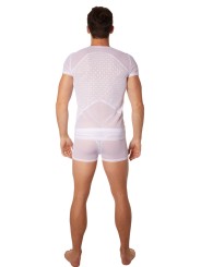 Grossiste lingerie homme : t-shirt blanc maille et motifs