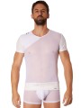 Fournisseur lingerie homme : t-shirt blanc transparent manches ajourées