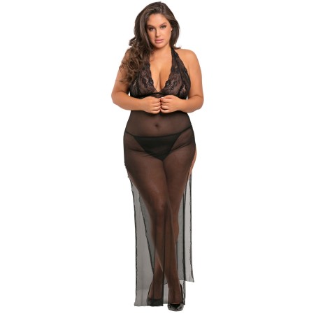 Grossiste lingerie dropshipping : Nuisette grande taille longue fendue