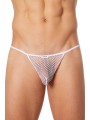 Grossiste lingerie Look Me : string blanc ficelle résille filet