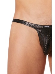 Grossiste lingerie Look Me : slip noir simili cuir