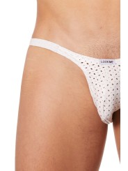 Grossiste lingerie Look Me : slip blanc simili cuir