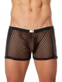 Grossiste lingerie Look Me : boxer noir filet côtés simili cuir