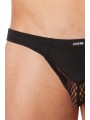 Grossiste lingerie masculine : string noir opaque et filet