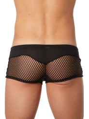 Grossiste lingerie masculine : mini pant noir opaque et filet