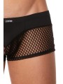 Grossiste lingerie masculine : mini pant noir opaque et filet