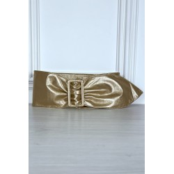 Ceinture dorée en similicuir avec boucle rectangle