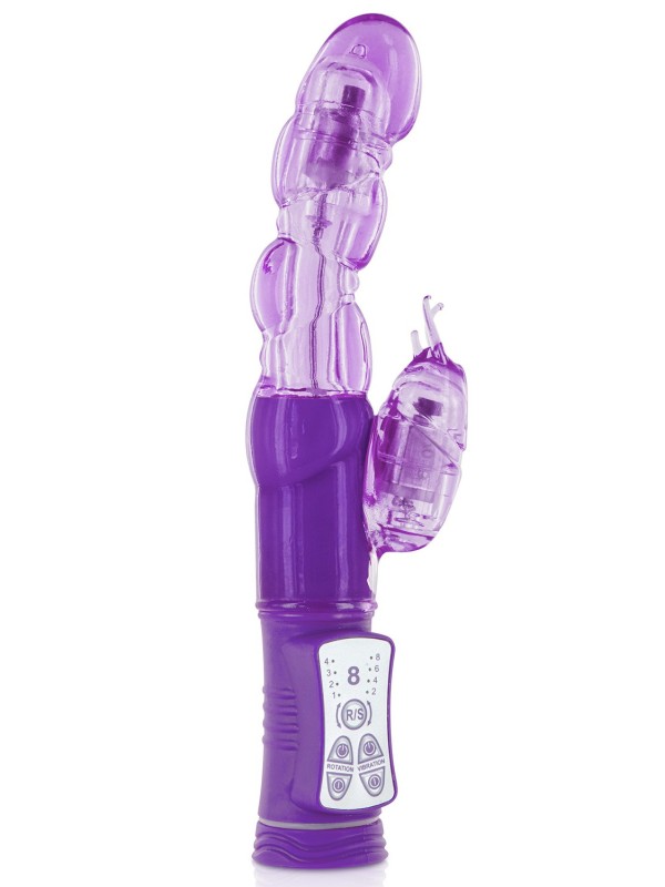 Grossiste vibromasseur rabbit violet double moteur