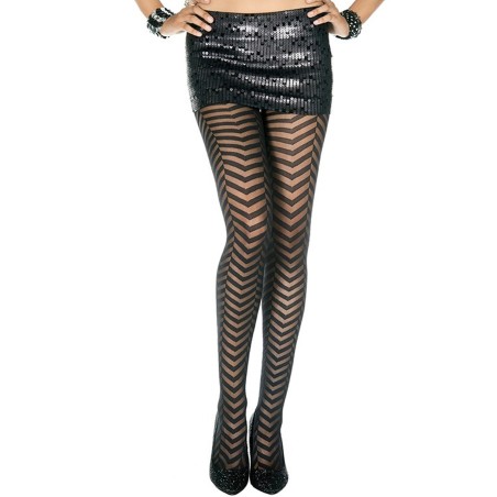 Grossiste lingerie dropshipping : collant noir zigzag