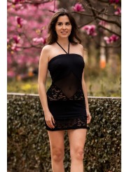 Fournisseur Be Lily Dress : robe noire coupe bustier avec transparence