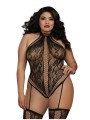 Grossiste Dropshipping combinaison body grande taille avec jarretière et bas assortis