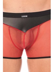 Fournisseur dropshipping boxer cuir simili et résille rouge transparente