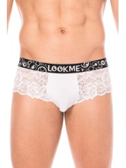 Fournisseur dropshipping Mini-Pants blanc en dentelle florale et poche de maintien opaque.