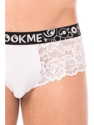 Fournisseur dropshipping Mini-Pants blanc en dentelle florale et poche de maintien opaque.