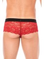 Fournisseur dropshipping Mini-Pants rouge en dentelle florale et poche de maintien opaque.