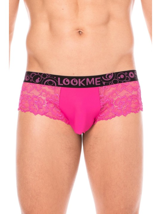 Fournisseur dropshipping Mini-Pants magenta en dentelle florale et poche de maintien opaque.