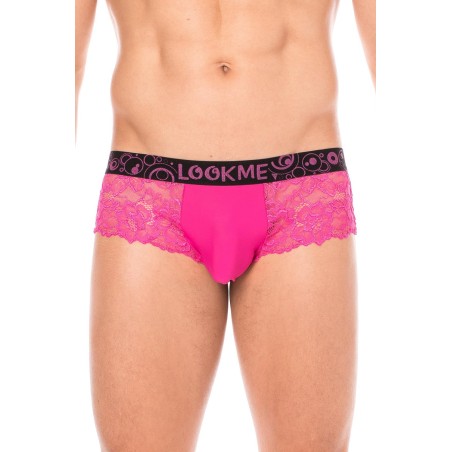 Fournisseur dropshipping Mini-Pants magenta en dentelle florale et poche de maintien opaque.