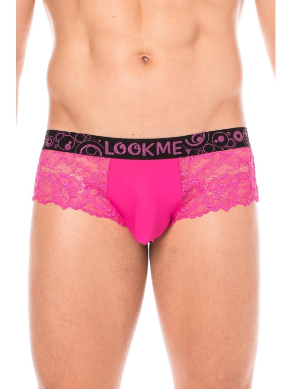 Fournisseur dropshipping Mini-Pants magenta en dentelle florale et poche de maintien opaque.