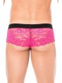 Fournisseur dropshipping Mini-Pants magenta en dentelle florale et poche de maintien opaque.