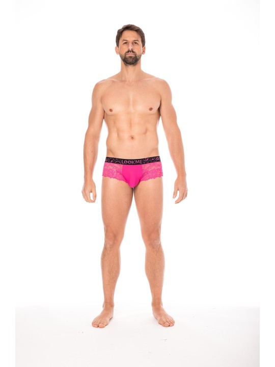 Fournisseur dropshipping Mini-Pants magenta en dentelle florale et poche de maintien opaque.