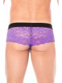 Fournisseur dropshipping Mini-Pants violet en dentelle florale et poche de maintien opaque.