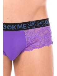 Fournisseur dropshipping Mini-Pants violet en dentelle florale et poche de maintien opaque.