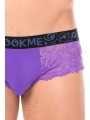 Fournisseur dropshipping Mini-Pants violet en dentelle florale et poche de maintien opaque.