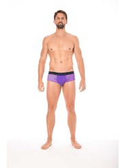 Fournisseur dropshipping Mini-Pants violet en dentelle florale et poche de maintien opaque.