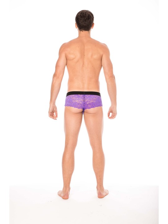 Fournisseur dropshipping Mini-Pants violet en dentelle florale et poche de maintien opaque.