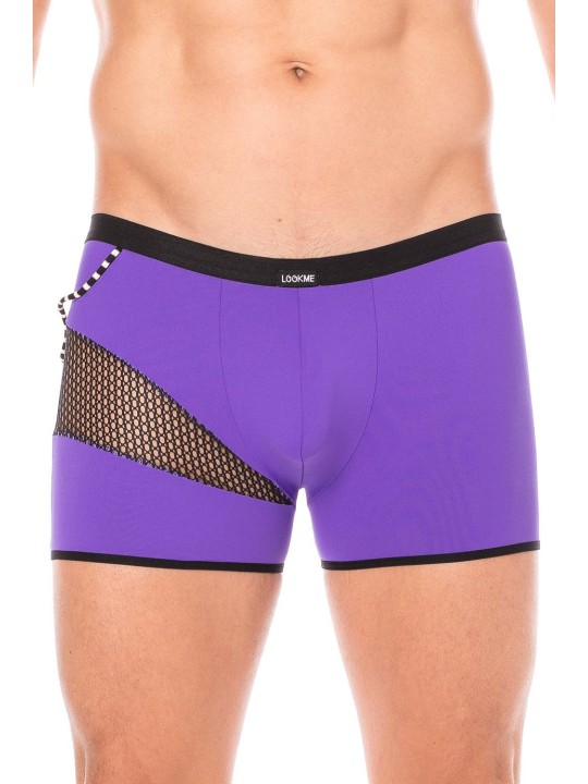 Fournisseur dropshipping boxer violet sexy homme où se partage opacité, filet et cordelette