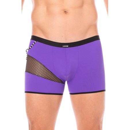 Fournisseur dropshipping boxer violet sexy homme où se partage opacité, filet et cordelette