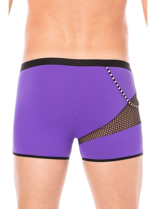 Fournisseur dropshipping boxer violet sexy homme où se partage opacité, filet et cordelette